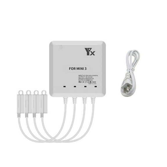 DJI Mini 3 Battery Charger – Bigcan 4-in-1 Charging Hub for Mini 3 Pro 2453mAh and 3850mAh Batteries, 5V USB Output, 8.5V 2A Ports, Compact Size for Travel and Drone Accessory Organization