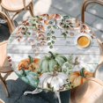 thumbnail image 2 of Green Orange Blue Fall Round Tablecloth, Fitted Table Cover with Elastic for 55"-60" Round Tables, Thanksgiving Pumpkin Botanical Vintage Table Cloth Outdoor Dinning Party Waterproof Tablecloths, 2 of 7
