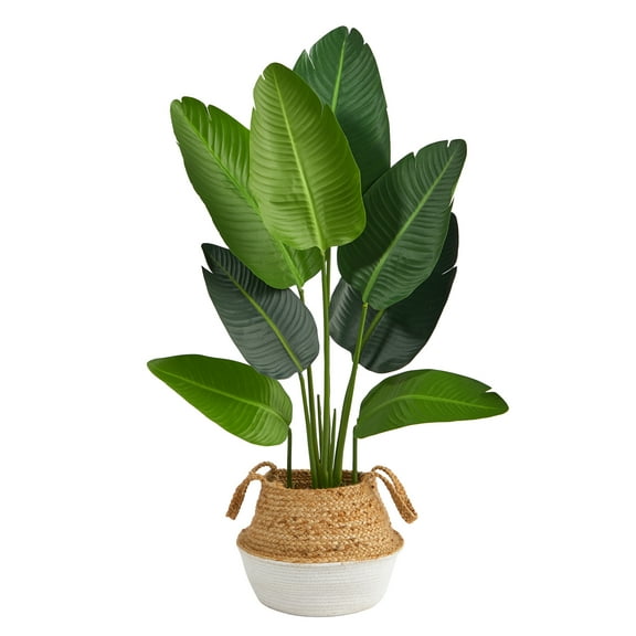 Nearly Natural 4' Travelers Palm Artificial Tree in Cotton/Jute Planter