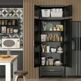 thumbnail image 4 of Polup 90"H Black Steel Kitchen Pantry Cabinet - Freestanding 4-Door Storage with 3 Adjustable Shelves, 1 Drawer & Anti-Tipping Design for Home, Garage, Laundry, 4 of 8