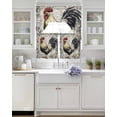 thumbnail image 3 of Black White Vintage Rooster Swag Kitchen Curtains Sets for Windows 24 Inch Length, Watercolor Farmhouse Animals Short Window Curtain Panels Swags Valances and Tiers 3 Piece Set for Cafe/Dining Room, 3 of 5