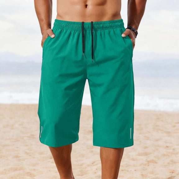 Yijfswar Men's Lightweight Breathable Summer Shorts Casual Drawstring Elastic Running Gym Outdoor Shorts with Pockets, Size L