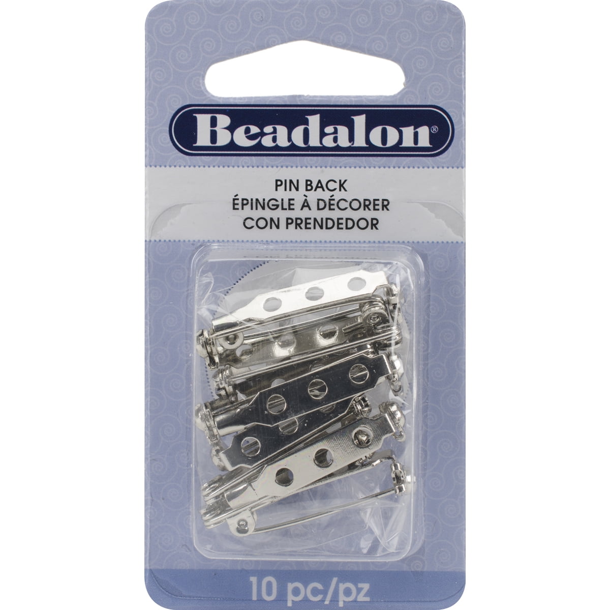 Pin Back, 1", 10pk, Silver