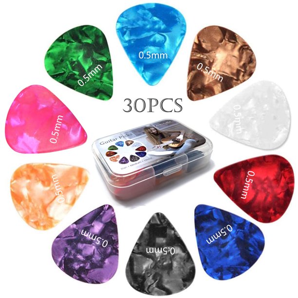 Emlimny 30 Pcs Guitar Picks Variety, Colorful Premium Celluloid Picks