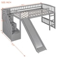 thumbnail image 5 of Newboti Furniture Stairway Twin Size Loft Bed with Two Drawers and Slide,Gray 77665, 5 of 16