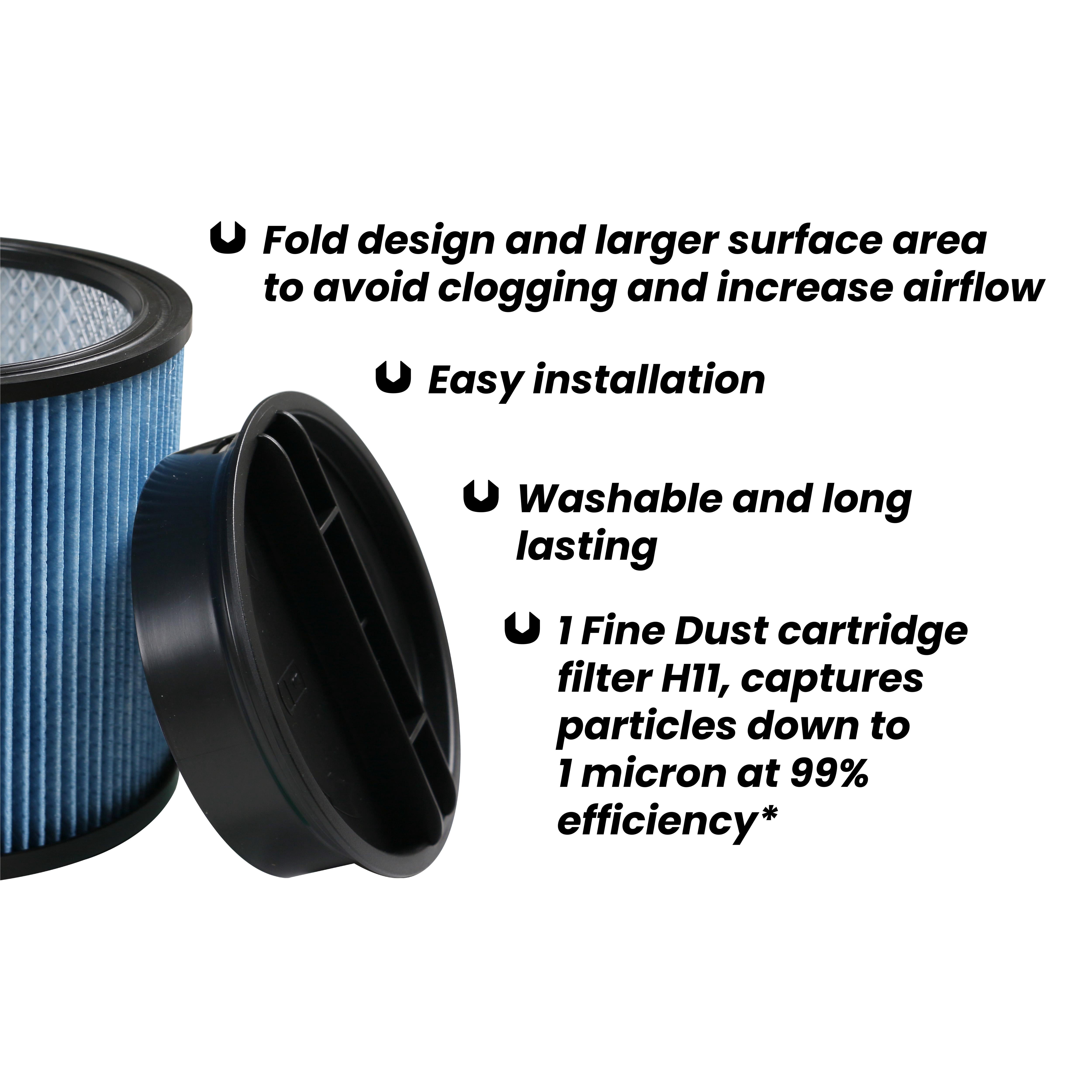 Universal Fine Dust Cartridge Filter with Cap,Fits Most 5-18 Gallon Vacuum Brands