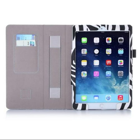 i-Blason Slim Carrying Case (Book Fold) for Apple iPad Air, Business Card, Credit Card - Polyurethane Leather - Zebra - Hand Strap - 9.8