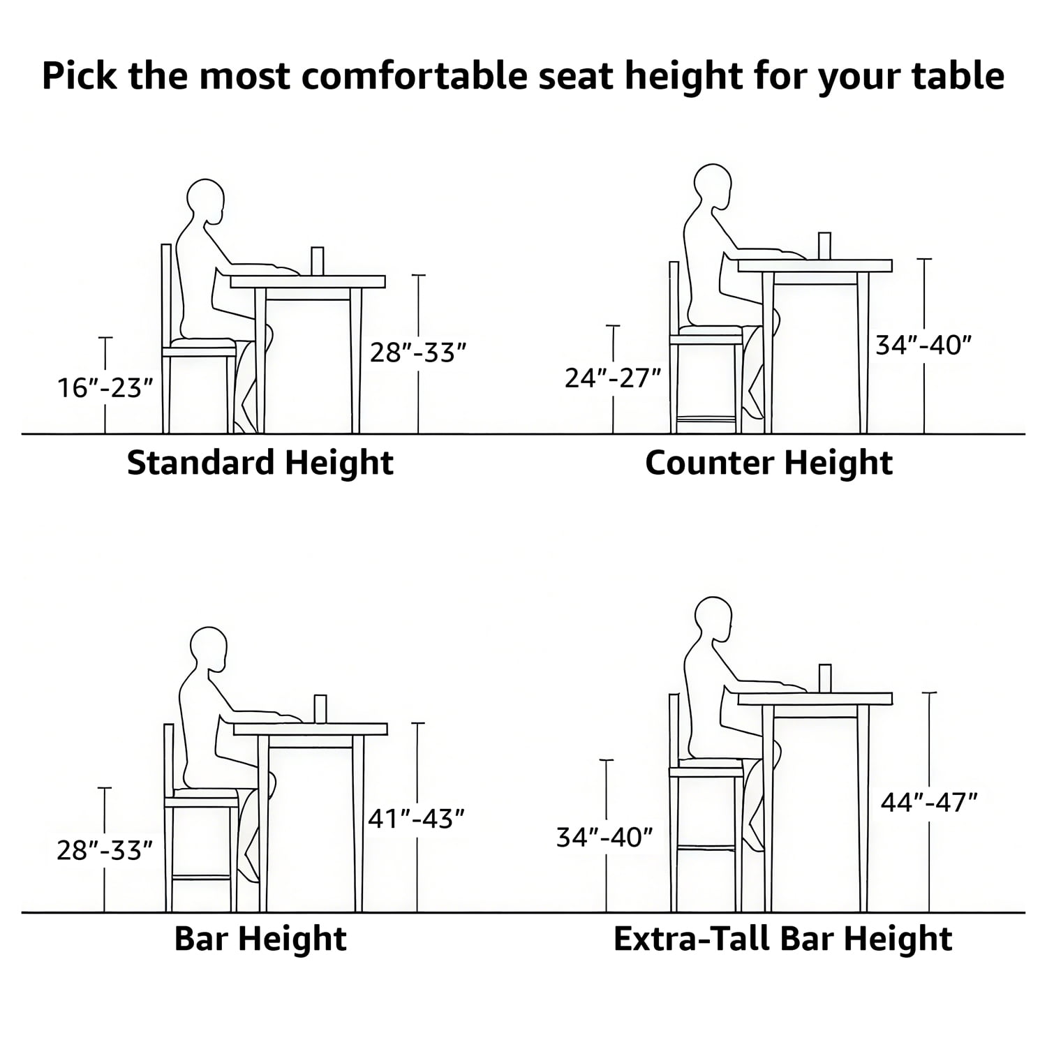 VOLIX 24inches Black Stackable Metal Bar Stool Backless Indoor-Outdoor Counter Stools Set of 4