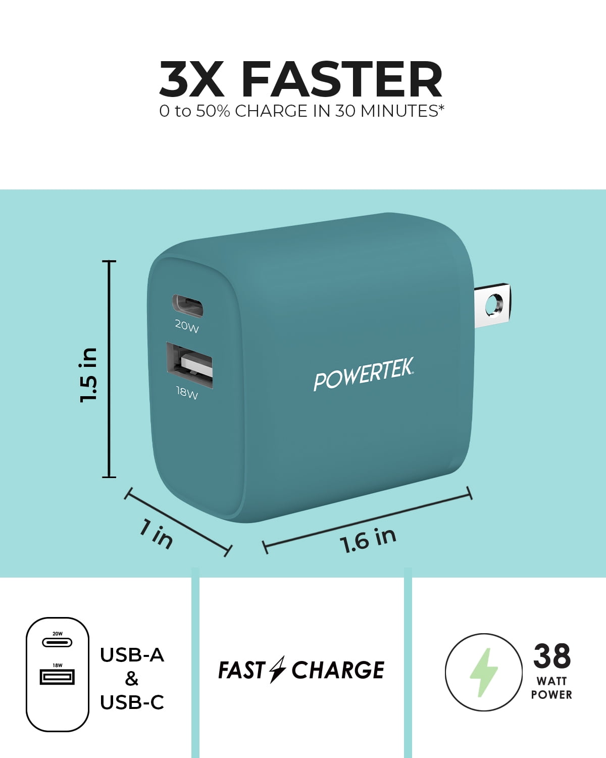 Powertek Fast Charging Smartphones Single Charger