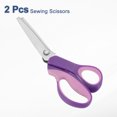 thumbnail image 3 of Uxcell 2pcs Sewing Scissors Stainless Steel Serrated Craft Shears Purple Pink, 3 of 6