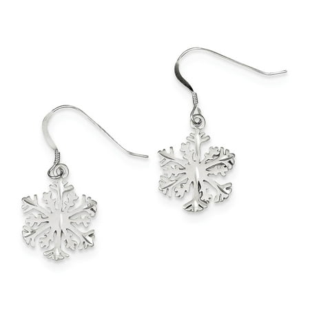 925 Sterling Silver Dangle Diamond Cut Satin Snowflake Earrings 925 Sterling Silver Dangle Diamond Cut Satin Snowflake Earrings