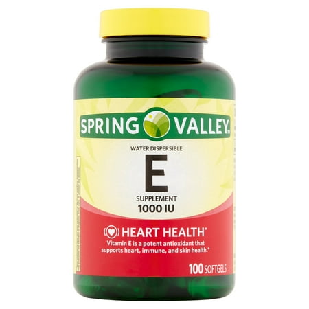 Spring Valley Water Dispersible E Supplement Softgels, 1000 IU, 100 count