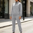 thumbnail image 6 of fheaev 2 Piece Outfits for Women Casual Half Zip Sweatshirt Jogger Sweatpants with Pockets Fall Winter Outfit Gray,XL, 6 of 8