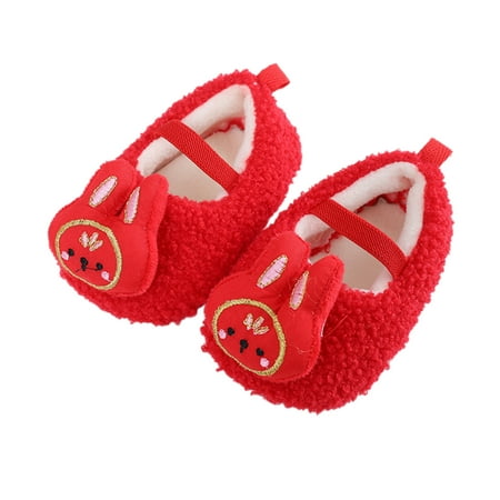 

JDEFEG Girls Shoes Youth Autumn and Winter Children Baby Toddler Shoes Boys and Girls Flat Bottom Non Slip Slip On Warm Comfortable Cute Cartoon Pattern New Year Girls Tennis Shoes D 12