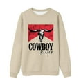 thumbnail image 3 of Graphic Sweatshirts for Women Vintage Cowboy Printed Long Sleeve Crewneck Tops Fall Winter Trendy Relaxed Fit Pullover Shirts, 3 of 3