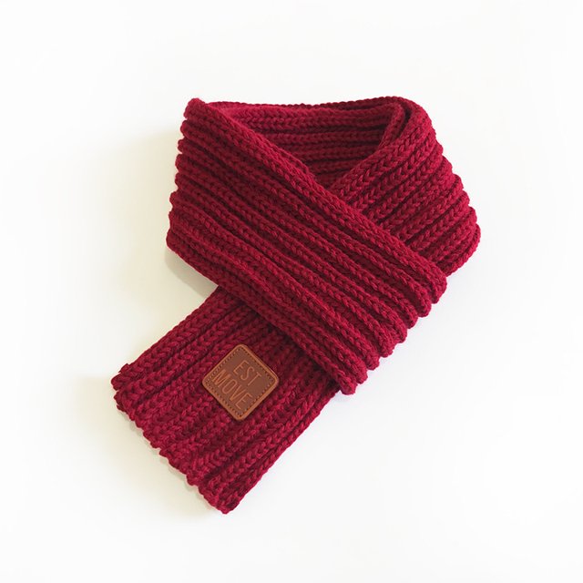 Bufanda de punto para niños y niñas, bonita, a la moda, de color liso, sencilla, para otoño e invierno, cálida para bebés y niños