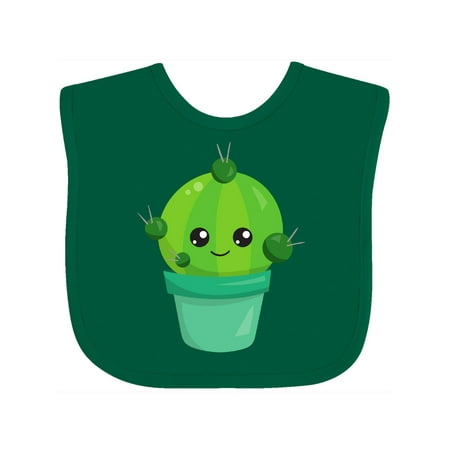 

Inktastic Little Green Cactus In A Pot Smiling Cactus Gift Baby Girl Bib