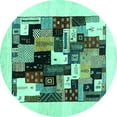 thumbnail image 1 of Ahgly Company Indoor Round Abstract Turquoise Blue Contemporary Area Rugs, 7' Round, 1 of 4