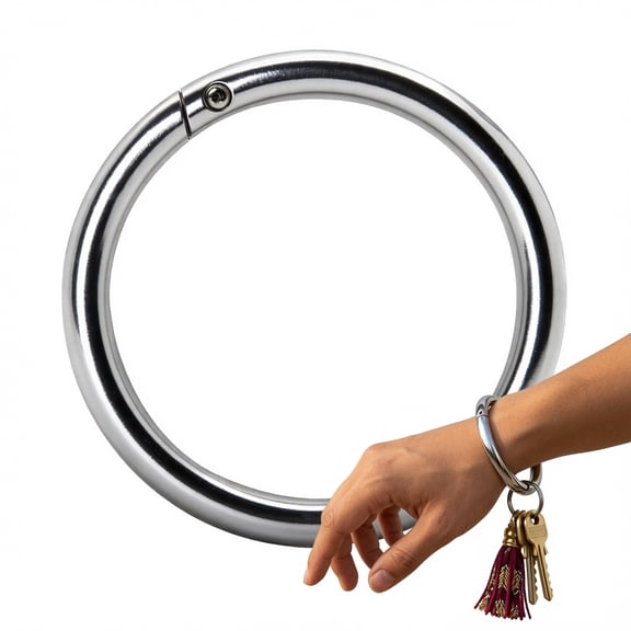 Stainless Steel Bangle Key Ring Bracelet Keychain, Key Ring Bracelet Wristlet Keychain Bangle Key Ring, Heavy Duty Sturdy Stainless Steel Silver Metal Round Key Holder