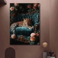 thumbnail image 6 of Leopard on Teal Velvet Sofa Canvas Wall Art, Floral Animal Prints Canvas Poster for Living Room Bedroom Office Decor, Framed Ready to Hang Ready to hang-18"L x 12"W, 6 of 10