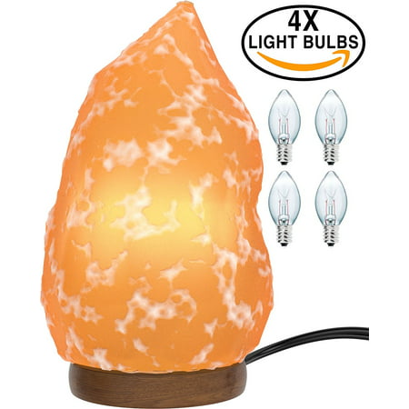 Himalayan Salt Lamp [3x FREE BULBS] Natural Shape Crystal Pink Salt Light with Solid Wooden Base | Air-Purifier Rock Salt Lamp 8 Lbs to 11 Lbs [PURIFYING THE AIR, REDUCE ASTHMA AND ALLERGY
