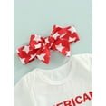 thumbnail image 5 of Bagilaanoe 4th of July Newborn Baby Girls Shorts Set Short Sleeve Letters Print Romper Tops Shorts Hairband 3PCS  Independence Day Outfits, 5 of 8