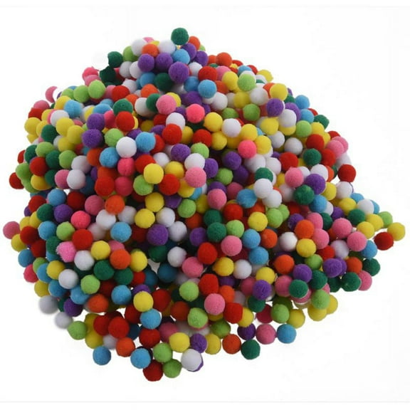 1000 Pcs 10mm Mixed Color Soft Fluffy Pom Poms Pompoms for kids Crafts,1000 pcs Pompons,color