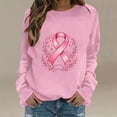 thumbnail image 2 of QATAINLAV Breast Cancer Sweatshirt for Woman Pink Ribbon Graphic Print Pullover Casual Crew Neck Long Sleeve Tops Pink XL, 2 of 6