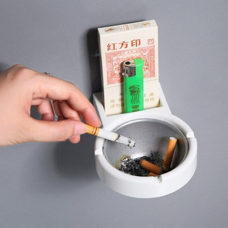 Wall Mounted Ashtray Stainless Steel Stick On Bathroom Hanging Round Hotel  Bar