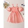 thumbnail image 2 of Coduop Kids Baby Girls Princess Sling Dress Short Sleeve Off Shoulder Birthday Party Fluffy Dress, 2 of 7