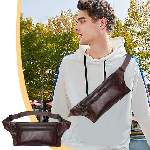 Anti-Theft Invisible Waist Pack, Ultralight 0.35lb Waterproof Belt Bag with Hidden Pockets, Multi-Layer Travel Sports Bag (14.5x8.2") for Running/Gym, PU Material