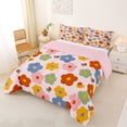 thumbnail image 2 of Homewish Cute Flowers Full Size Comforter Sets,Kawaii Cartoon Themed Bedding Comforter Set,Pink Red,Pink Reversible,3pcs,1 Comforter and 2 Pillowcases, 2 of 7