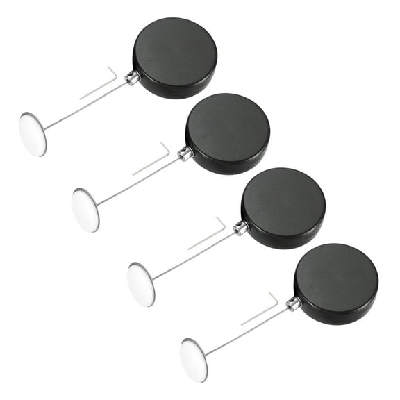 Uxcell 3.3ft Retractable Cable Lock with Round Patch Remote Control Security Lock with Adjustable Cord Tether Anti Theft for Laptop, TV, 150 G, Black, 4 Pack