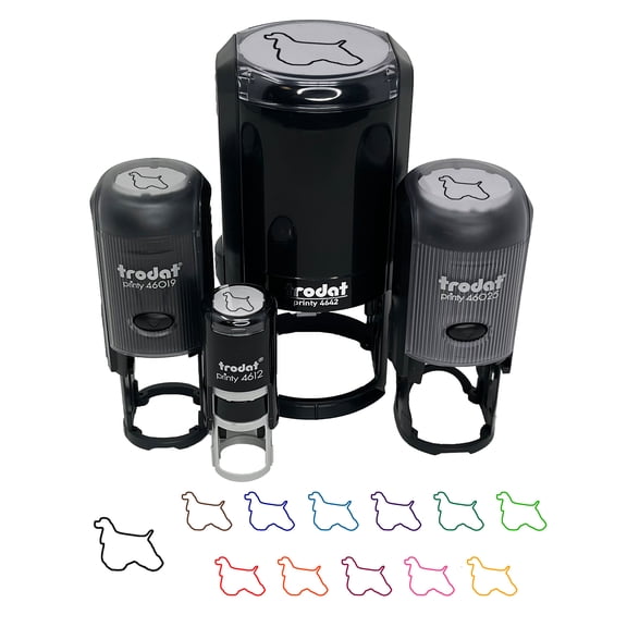 American Cocker Spaniel Dog Outline Self-Inking Rubber Stamp Ink Stamper - Black Ink - Mini 1/2 Inch
