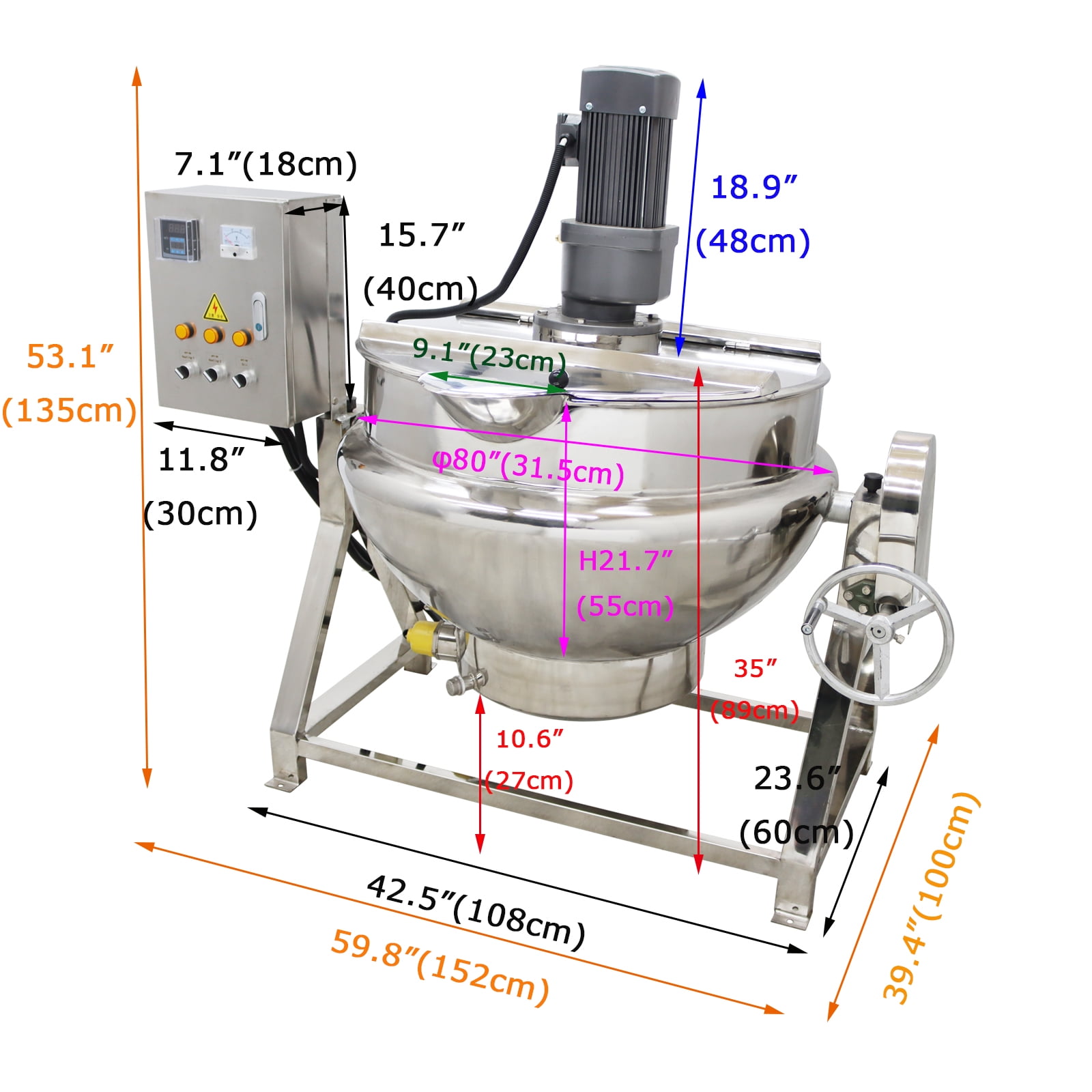 Electric Sauce Jam Tilting Jacketed Kettle Cooking Stirring Sandwich Pot 200L