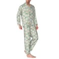 thumbnail image 2 of Naloa Daisies Flowers Men’s Pajamas Set - Long Sleeve Button Down Sleep Shirt and Pajama Bottoms Sleepwear Set-Large, 2 of 7