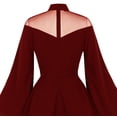 thumbnail image 6 of IROINNID Halloween Costumes For Women A-Line Dress Hallow Dress Half High Collar Neck Solid Color Long Sleeve Halloween Dress,Burgundy, 6 of 6