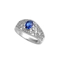 thumbnail image 1 of Oval Center Simulated Sapphire Cubic Zirconia Ring Sterling Silver 925 Size 6, 1 of 2