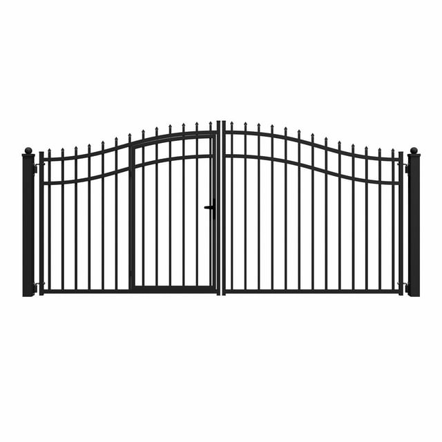 ALEKO Steel Dual Swing Driveway Gate with Built-In Pedestrian Door 14 x 7 feet Vienna Style