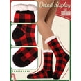 thumbnail image 4 of Fuzzy Socks for Women Slipper Fluffy Buffalo Plaid Cabin Cozy Winter Thick Warm Comfy Sherpa Fleece Sleep Plush Home Grips Socks Christmas White Elephant Gift Stocking Stuffer for Wife Her Teenage-Red, 4 of 6