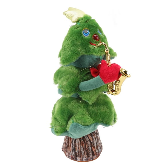 Singing Plush Christmas Tree, Cartoon Singing Dancing Christmas Tree Continuous Broadcast Function 8 Songs  For Christmas Toys For Children Saxophone Stump Christmas Tree