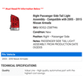thumbnail image 2 of Right Passenger Side Tail Light Assembly - Compatible with 2005 - 2015 Nissan Armada 2006 2007 2008 2009 2010 2011 2012 2013 2014, 2 of 2