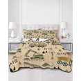 thumbnail image 2 of Quilt King Size Bedding Set, Cartoon Tractor Reversible Summer Quilt 3 Pieces, Cute Digger Shovel Truck Car Khaki Lightweight Bedspreads Coverlets with 2 Pillow Shams for All Seasons, 2 of 5