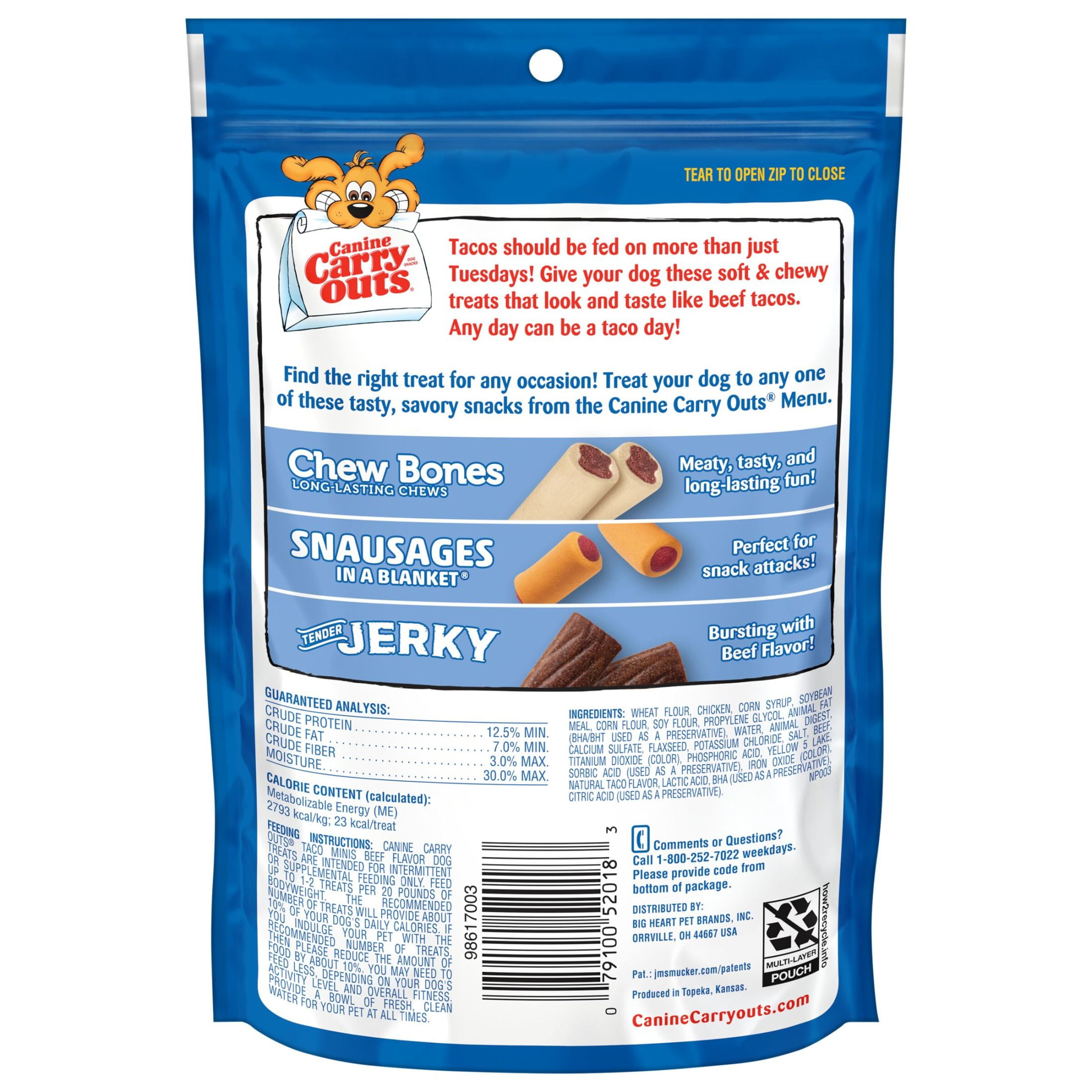 (4 pack) Canine Carry Outs Taco Minis Beef Flavor Dog Treats, 4.5oz
