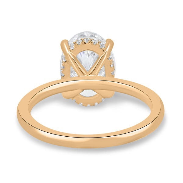 solitaire jewels 3CT Oval Moissanite Hidden Halo Engagement Ring For Women, 10K White Gold