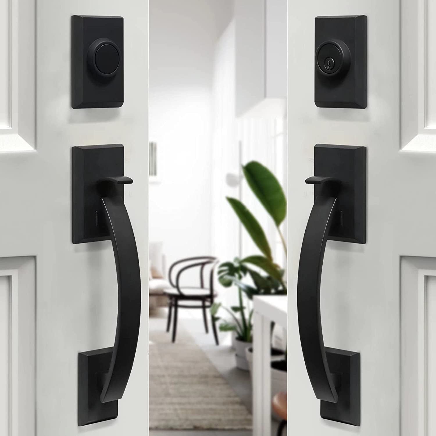 Neutypechic Front Door Handle Set Double Door Handle Set with Dummy