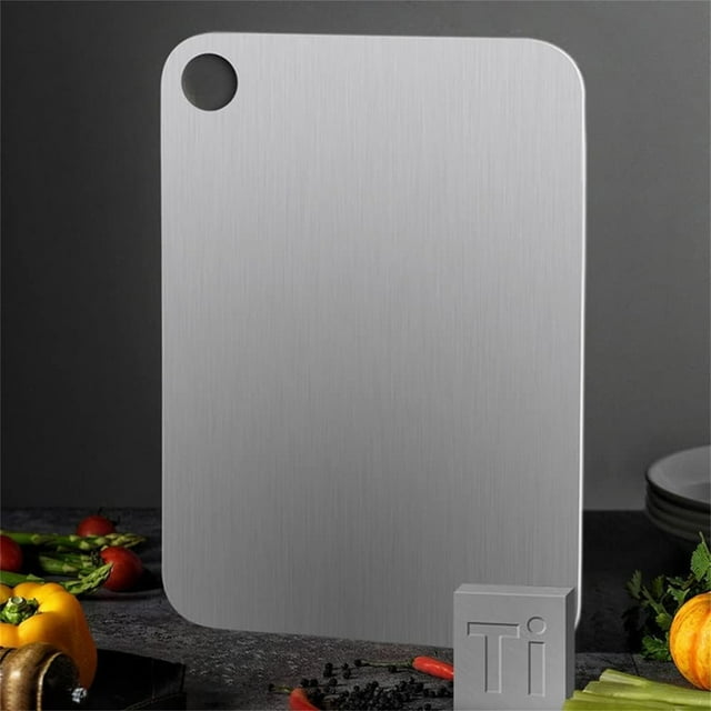 Tabla de cortar de acero inoxidable - tabla de cortar de cocina de doble cara, espesada y antideslizante, fácil de limpiar, apta para lavavajillas, resistente al óxido, 300g