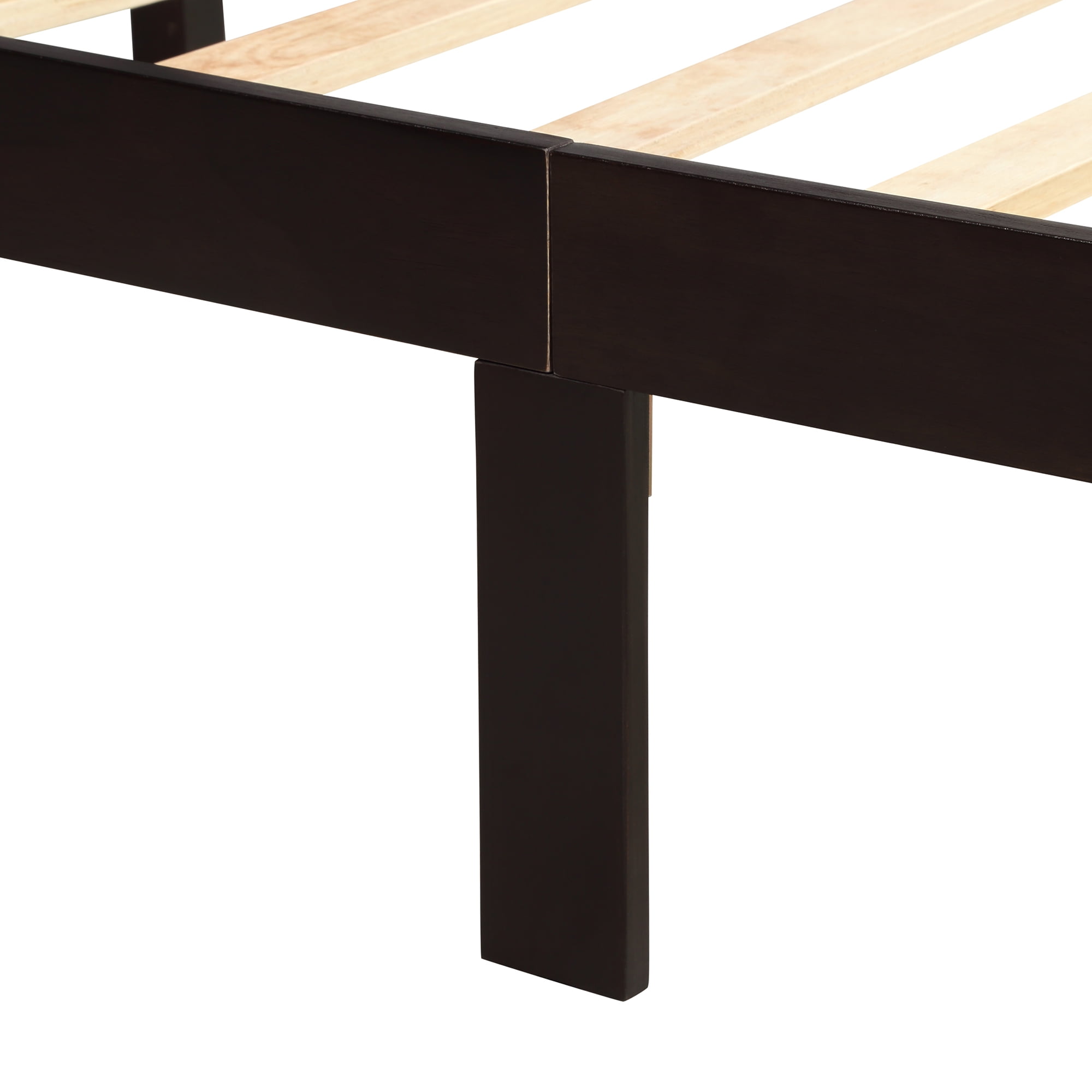 Euroco Wood Twin Size Platform Bed with Headboard and Footboard for Kids, Espresso