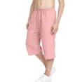 thumbnail image 2 of Miluxas Boys Capri Pants Summer Baggy Casual Beach Capris Lightweight Solid Drawstring Elastic Waist Yoga Trousers Pink 6-7Years, 2 of 7