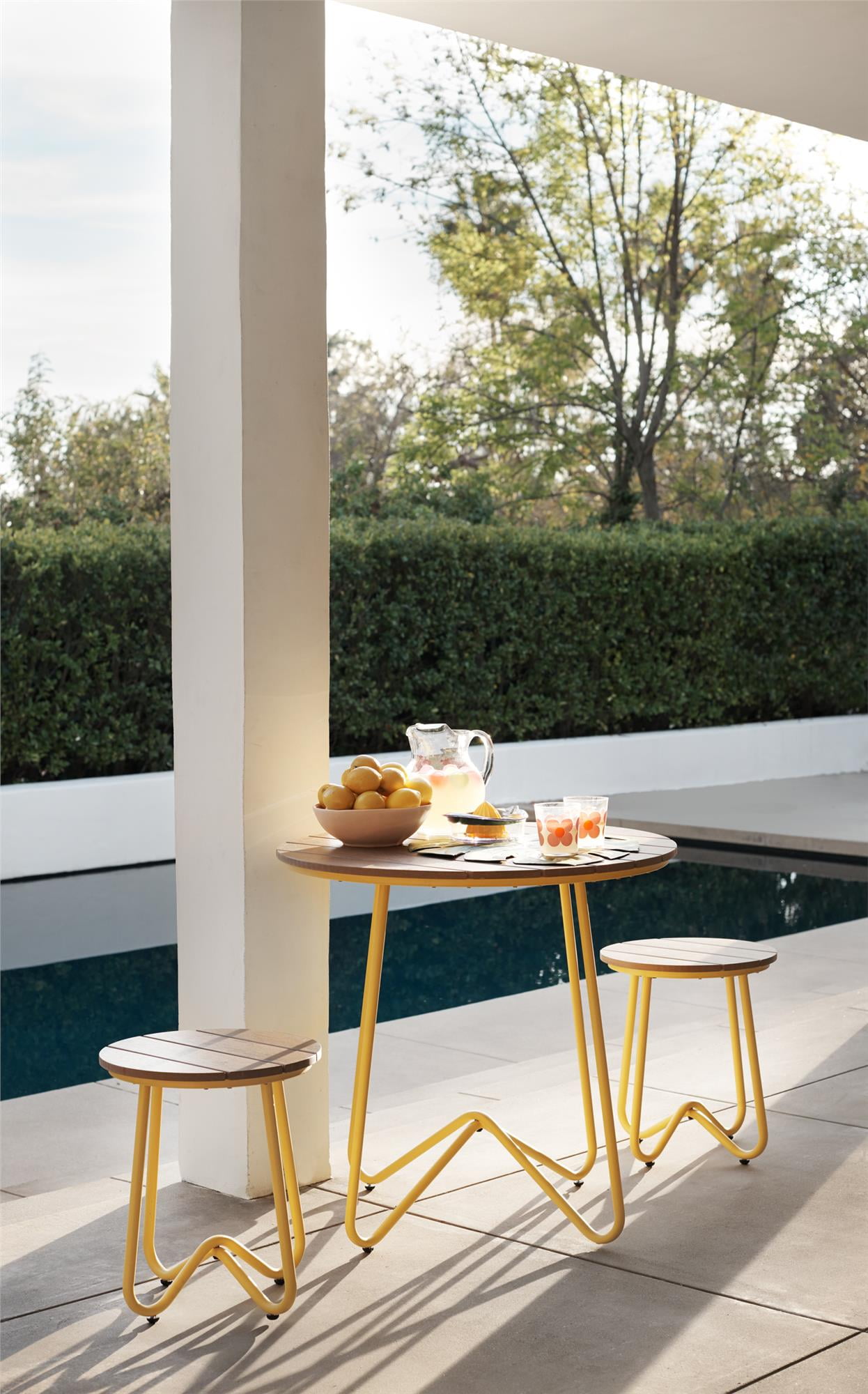 outdoor bistro table set bar height on Novogratz Poolside Gossip Collection Bobbi Outdoor Indoor Bistro Set 3 Piece Yellow Walmart Com Walmart Com